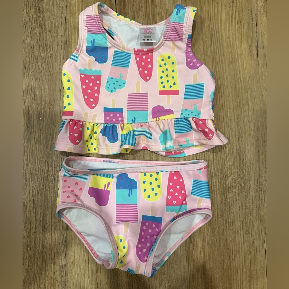 Ruffle Butts Peplum Tankini 2-piece Swimsuit - Ice Cream Social